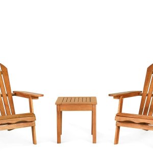 Giantex Adirondack – Juego de sillas plegables de madera de 3 piezas con reposabrazos ampliados, marco de eucalipto y mesa auxiliar para exteriores Giantex Adirondack – Juego de sillas plegables de madera de 3 piezas con reposabrazos ampliados, marco de eucalipto y mesa auxiliar para exteriores