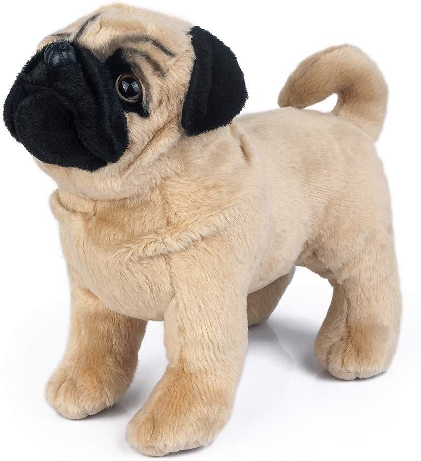 RoseAuroma – Muñeco de peluche de perro carlino marrón de 12 pulgadas, juguete de peluche para perro
