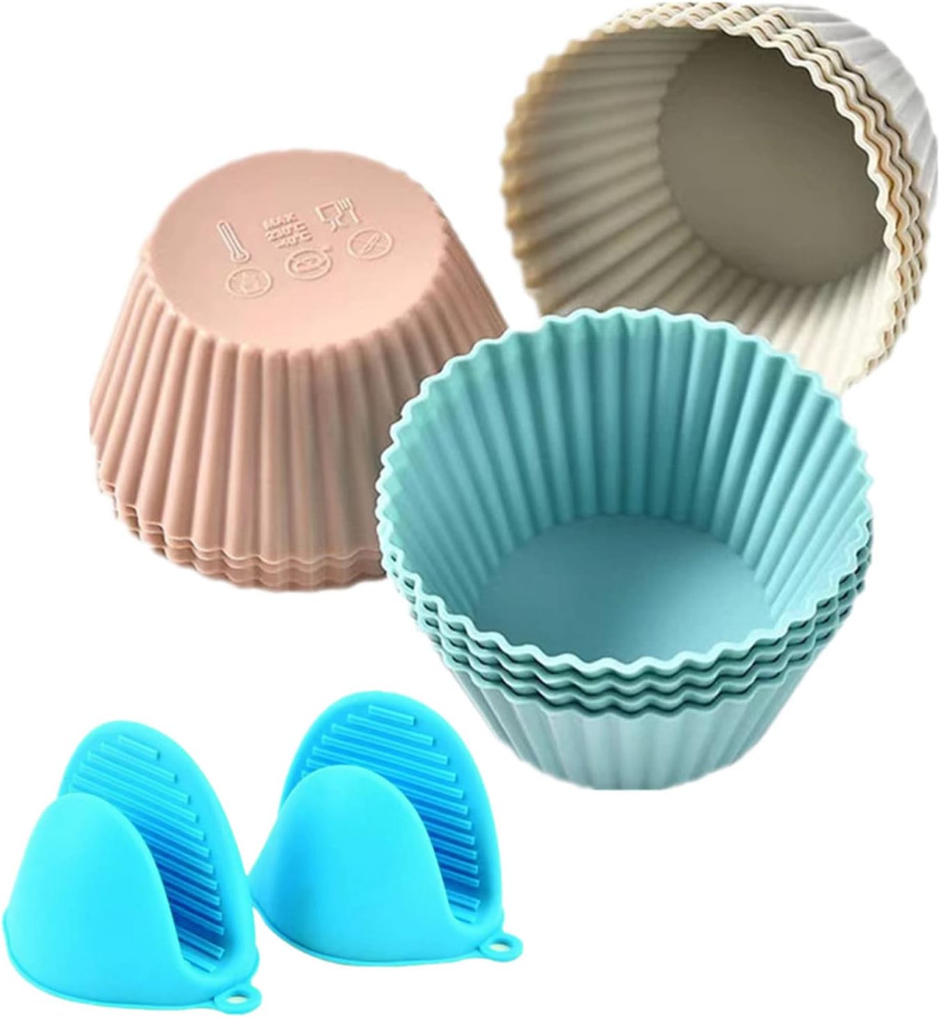 Forros de silicona para cupcakes, juego de 12 moldes de silicona antiadherentes de 2.55 pulgadas, moldes de silicona reutilizables para cupcakes