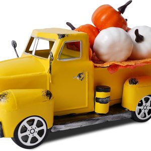 fztksmart Decoración de camión de otoño con hojas artificiales de calabaza y arce, centros de mesa de otoño para mesas, centros de mesa de cocina fztksmart Decoración de camión de otoño con hojas artificiales de calabaza y arce, centros de mesa de otoño para mesas, centros de mesa de cocina