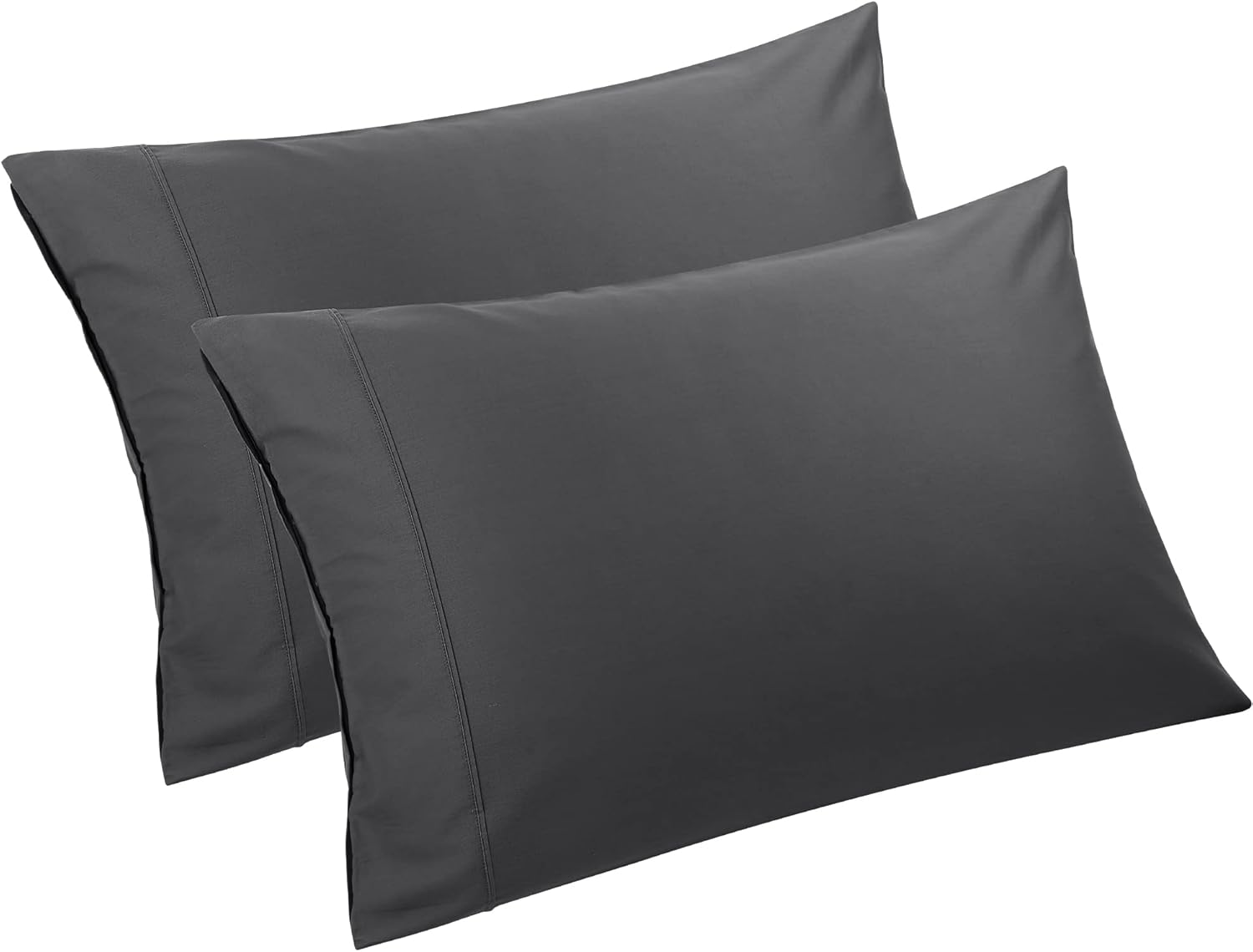PiccoCasa Juego de 2 fundas de almohada de color gris oscuro, tamaño King, fundas de almohada súper suaves con cierre de cremallera, fundas de