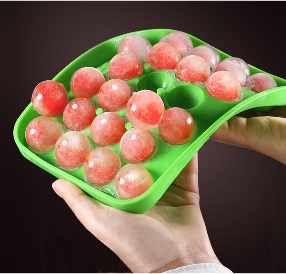 Lesunsul Bandeja de hielo, bandejas de hielo redondas, paquete de 2 bandejas de hielo pequeñas redondas, bandejas de silicona para bolas de hielo,