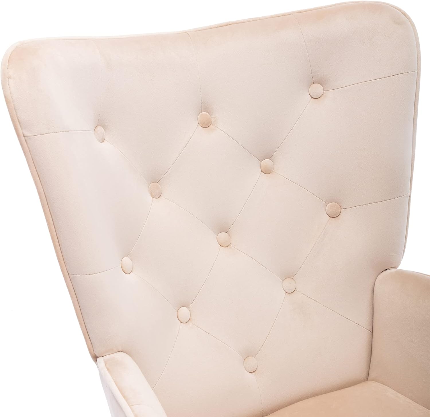 Pannow Silla decorativa de terciopelo, moderna silla de tocador con botones copetudos, silla eisure con brazos tapizada con respaldo alto, patas de