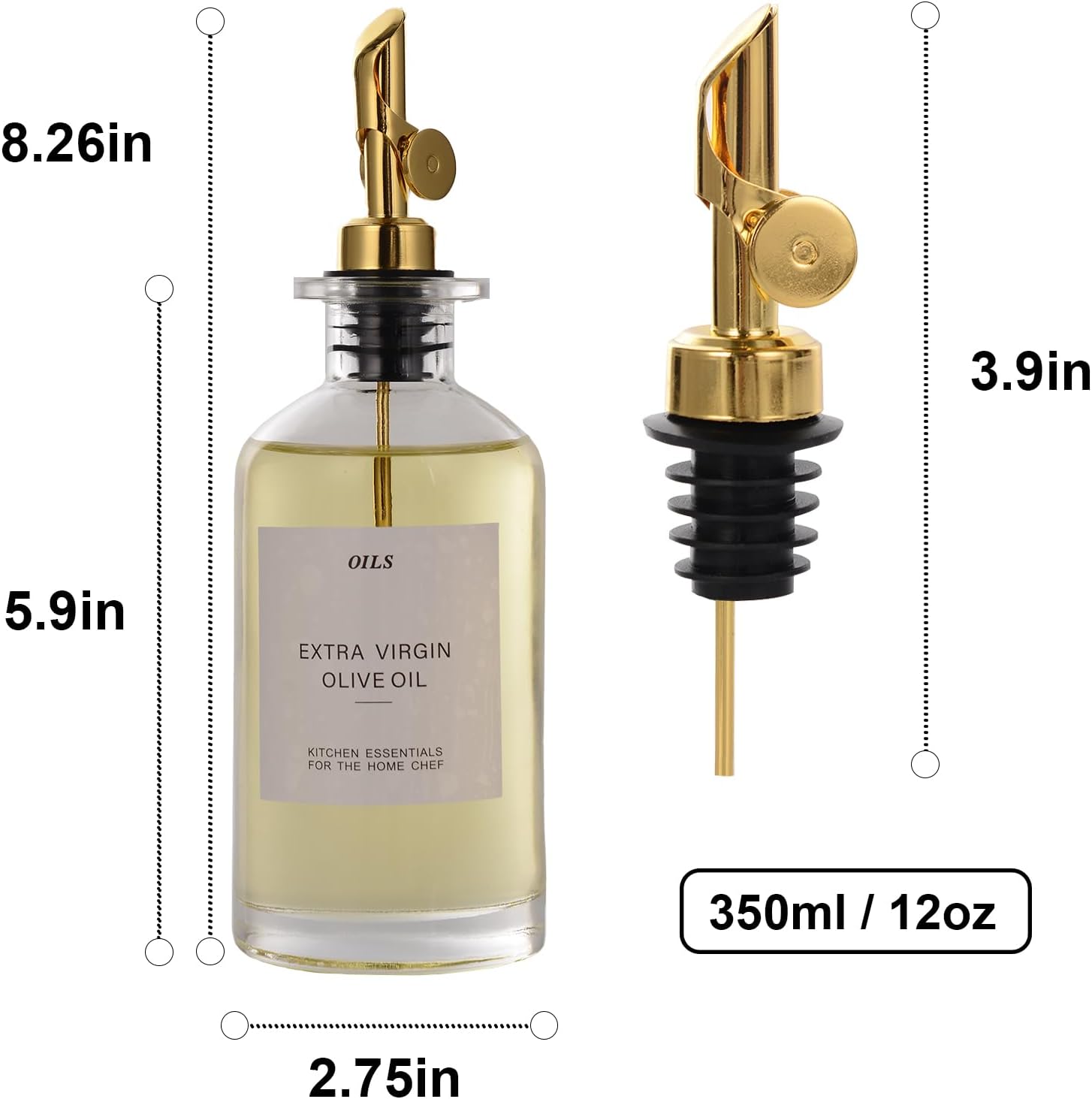 Botella dispensadora de aceite de oliva para cocina con 40 etiquetas, dispensador de jarabe de café, botella de aceite de oliva para cocinar, juego
