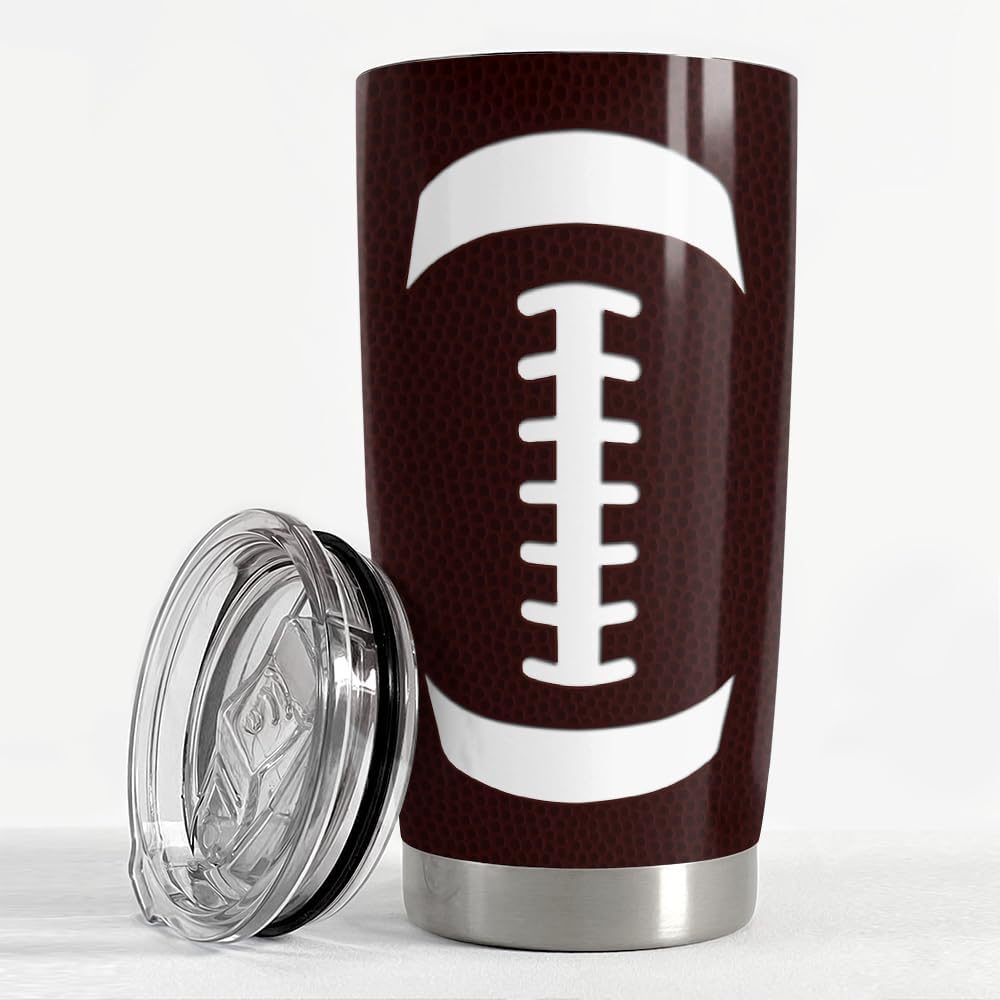 SANDJEST Vaso de fútbol de 20 onzas con aislamiento de acero inoxidable para viajes, regalos de fútbol para entrenadores, mujeres, hombres, regalos