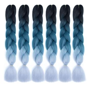 6 juegos de extensiones de cabello Kanekalon trenzado y sombreado, pelo de fibra sintética de alta temperatura de 24 pulgadas para trenzas crochet 6 juegos de extensiones de cabello Kanekalon trenzado y sombreado, pelo de fibra sintética de alta temperatura de 24 pulgadas para trenzas crochet
