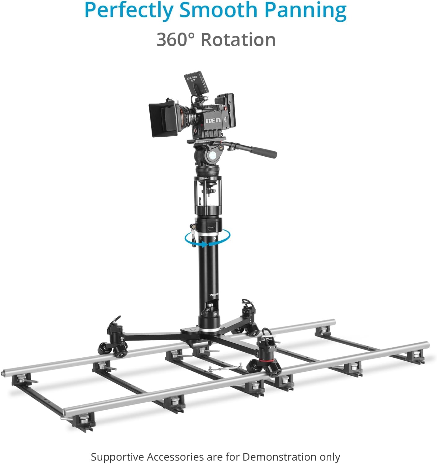 PROAIM Adaptador giratorio de 360 EuroElemac para Euro Mount Cine Dolly, Bazooka, JibCrane Etc. Suave giro de 360, con freno de rotación. Robusto y