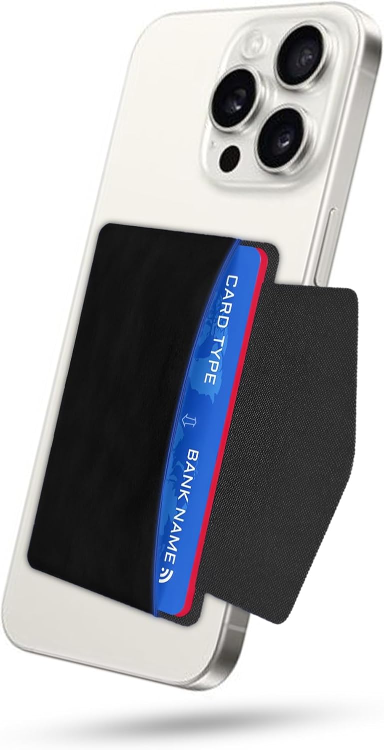 Bolsillo para tarjetas para funda de teléfono, billetera de teléfono adhesiva, tarjeta de crédito, tarjeta de visita y soporte de identificación,