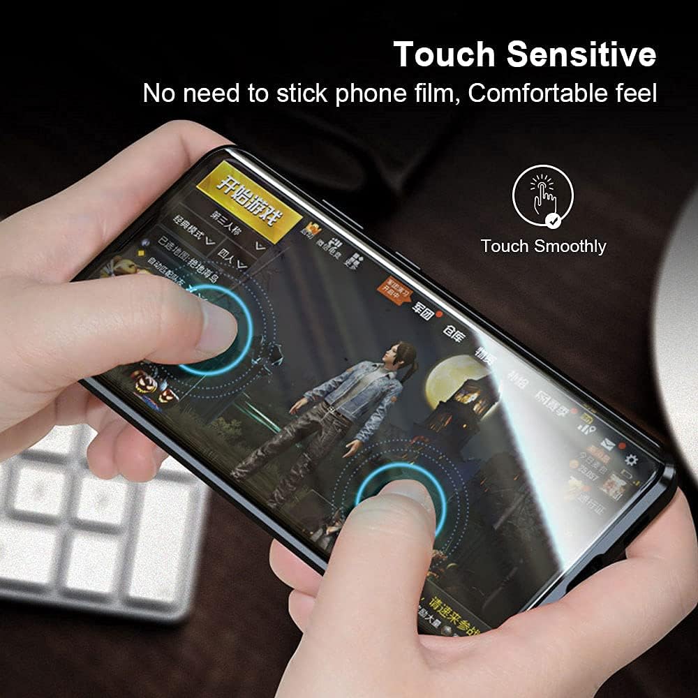 QUIETIP Funda compatible con Samsung Galaxy S20 FE, funda magnética de metal transparente de cristal, marco de metal delgado, vidrio templado de