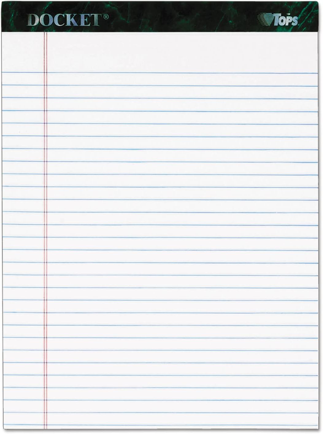 TOPS Docket – Tableta de escritura, 8-12 x 11-34 pulgadas, perforada, blanca, regla legalancha, 50 hojas por bloc, 6 almohadillas por paquete (63416)