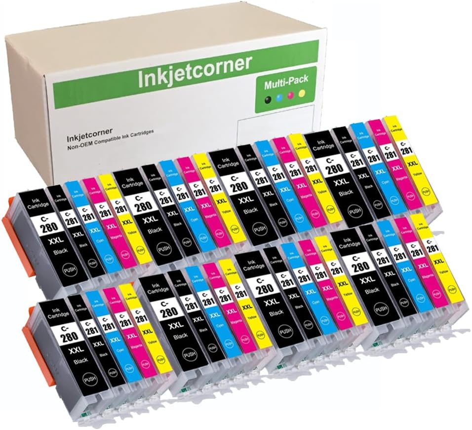 Inkjetcorner Cartuchos de tinta compatibles de repuesto para PGI-280XXL CLI-281XXL PGI 280 XXL CLI 281 para uso con TR8620A TR8622A TS9521C TS9520