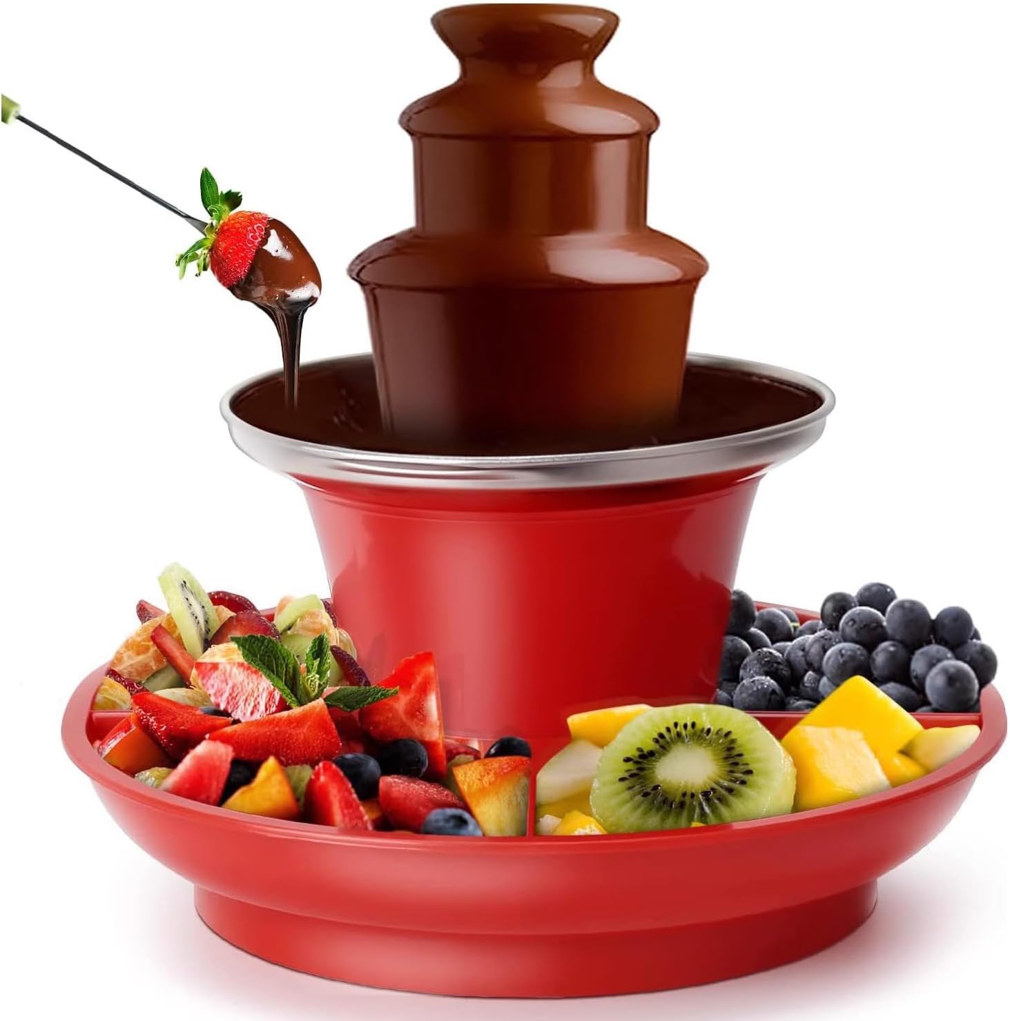 Máquina de fuente de fondue de chocolate de 3 niveles, bandeja desmontable, mini fuente eléctrica de fondue de chocolate, máquina de fusión para