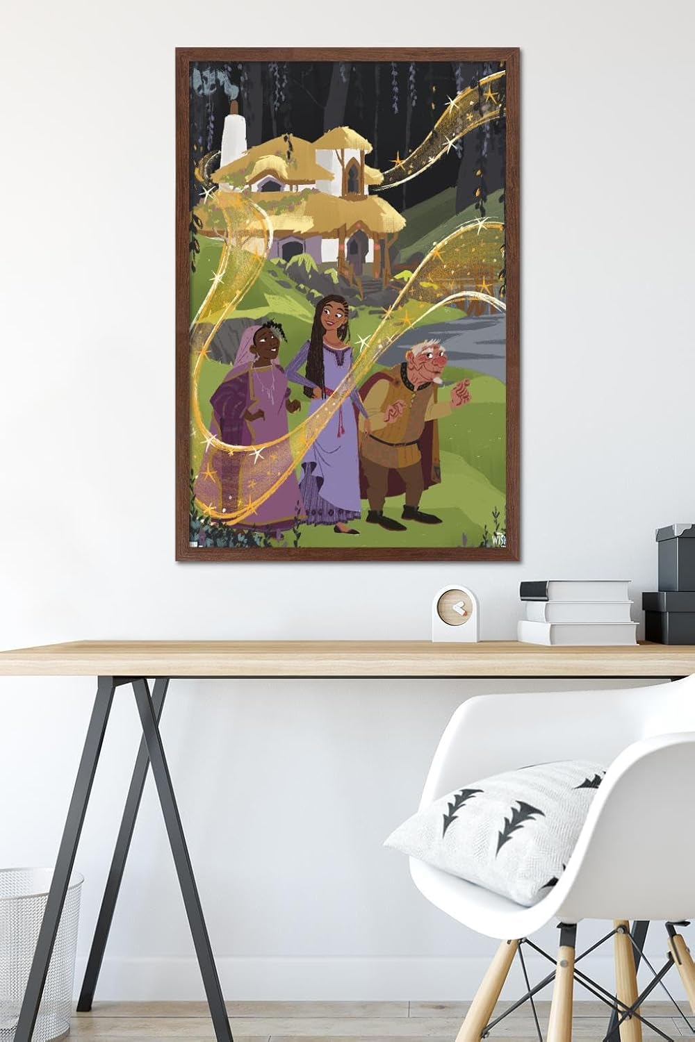 Trends International Disney Wish – Póster de collage 1 (familiar), póster de pared, 22.37 x 34.00 pulgadas, versión enmarcada de caoba