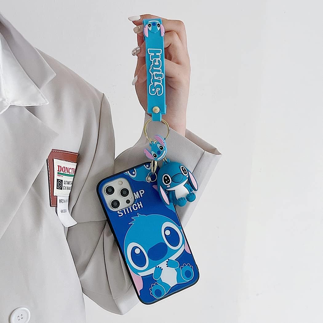 iFiLOVE Funda para Samsung Galaxy Note 10 Plus Stitch con correa colgante, para niñas, niños, mujeres, niños, linda pulsera de personaje de dibujos