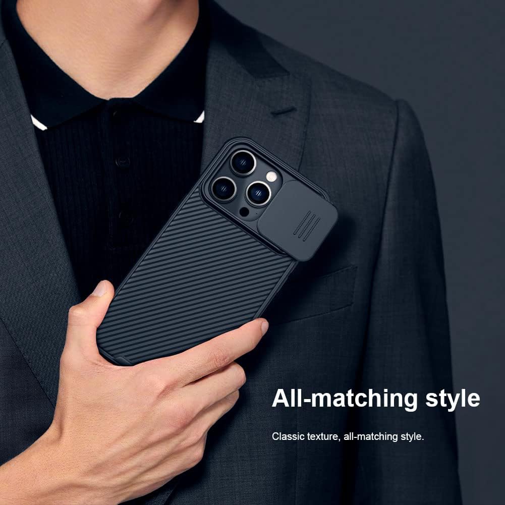 Nillkin CamShield Pro diseñada para iPhone 14 Pro con funda para cámara, funda con protección deslizante para cámara, delgada, a prueba de golpes,