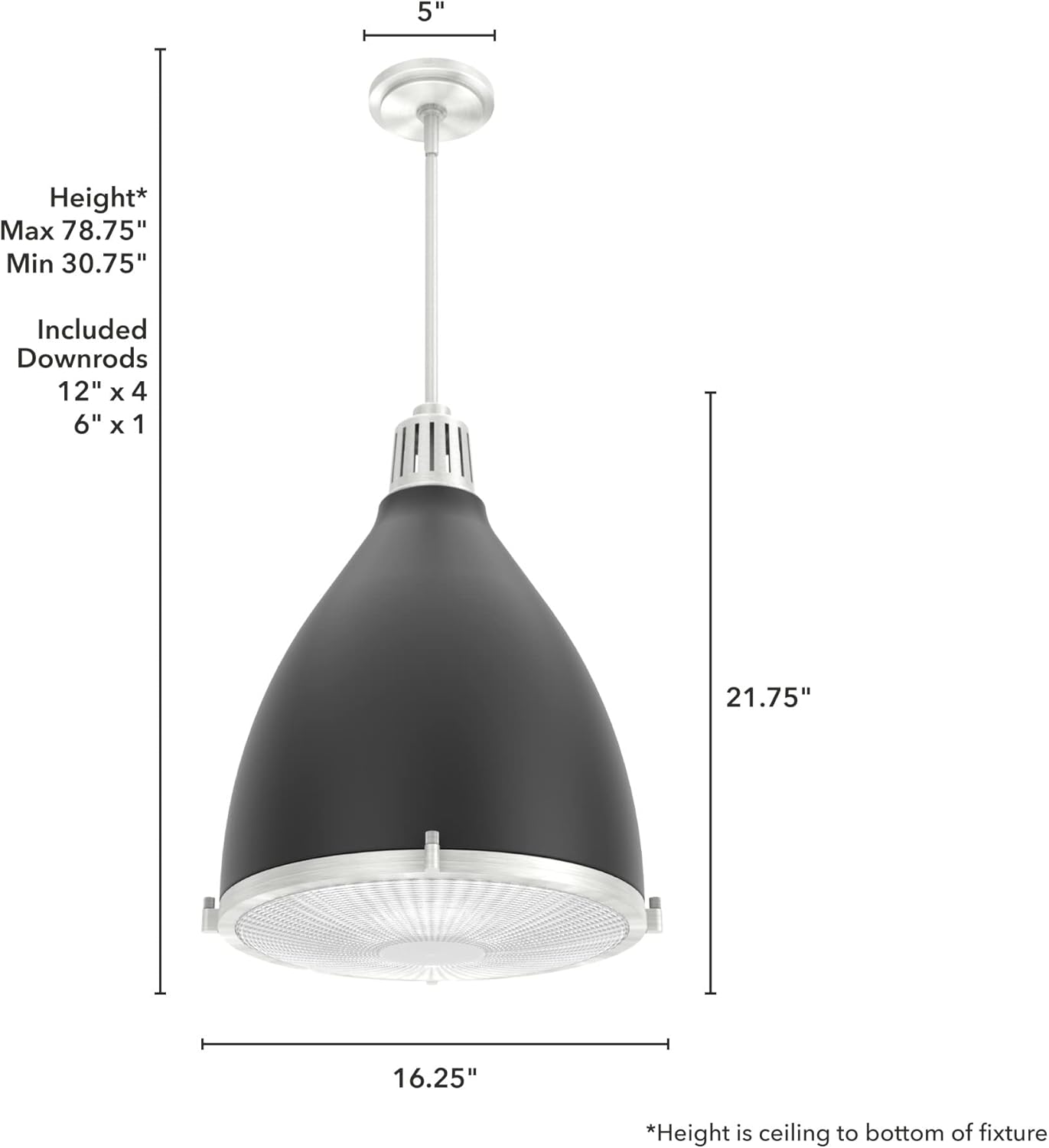 Hunter – Bluff View – Lámpara colgante de 3 luces, color negro mate, tamaño mediano, regulable, estilo casual, con forma de campana, para