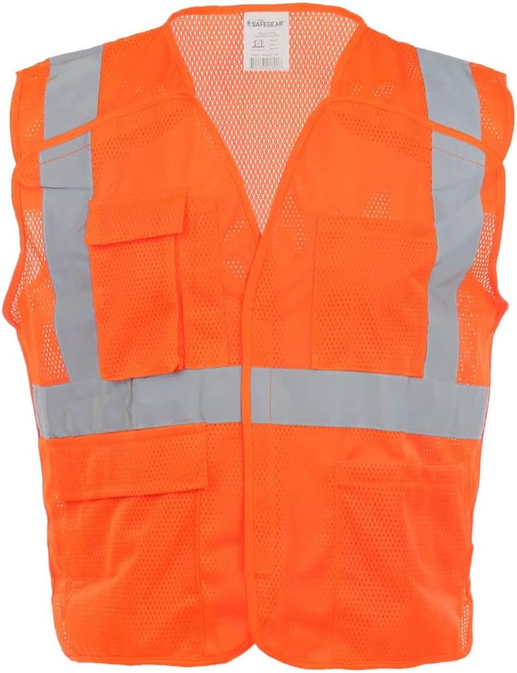 J. J. Keller & Associates, Inc. Chaleco de seguridad de alta visibilidad, tipo R Clase 2, paquete de 5, SAFEGEAR