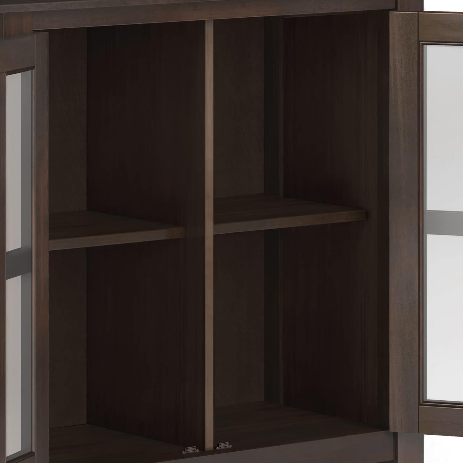 SIMPLIHOME Armario de madera maciza artesanal de 30 pulgadas de ancho contemporáneo de almacenamiento bajo en color marrón tabaco, para sala de