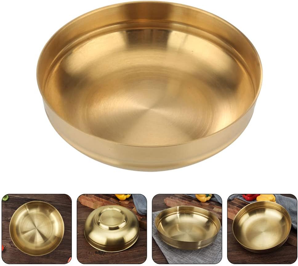 Hemoton Cuenco de acero inoxidable coreano Bibimbap Tazón de arroz de metal Tazón de cereales Tazón de servir para sopa Arroz Helado Bocadillos