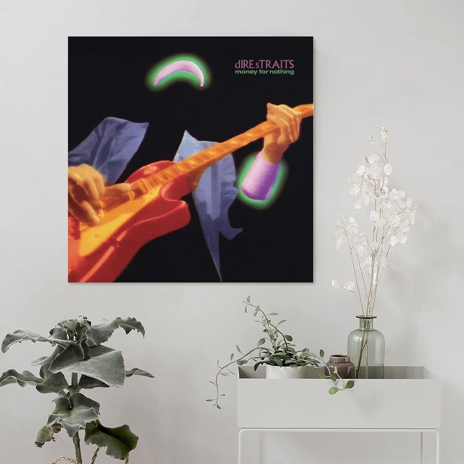 MALOOS Póster de lienzo con texto en inglés Money For Nothing de Dire Straits Money For Nothing, pintura decorativa para pared, sala de estar,