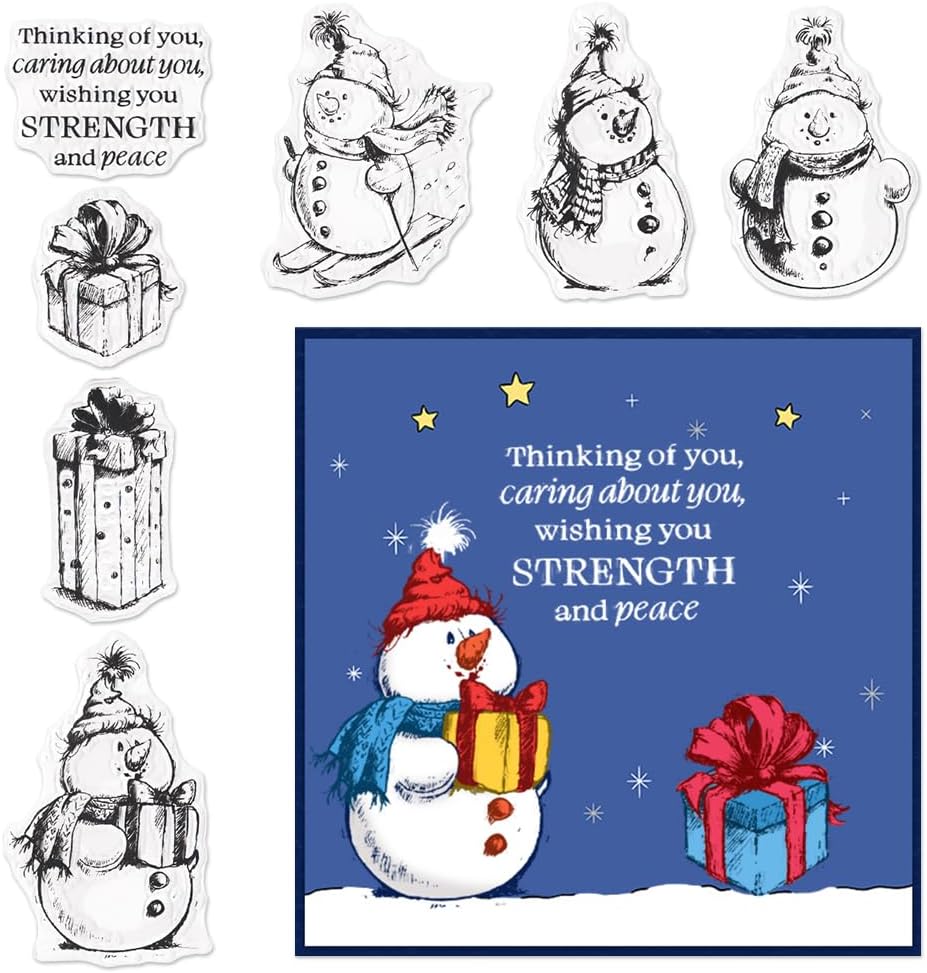 Sellos transparentes de muñeco de nieve de Feliz Navidad para hacer tarjetas y decoraciones de álbumes de fotos, sellos de regalo de Navidad,