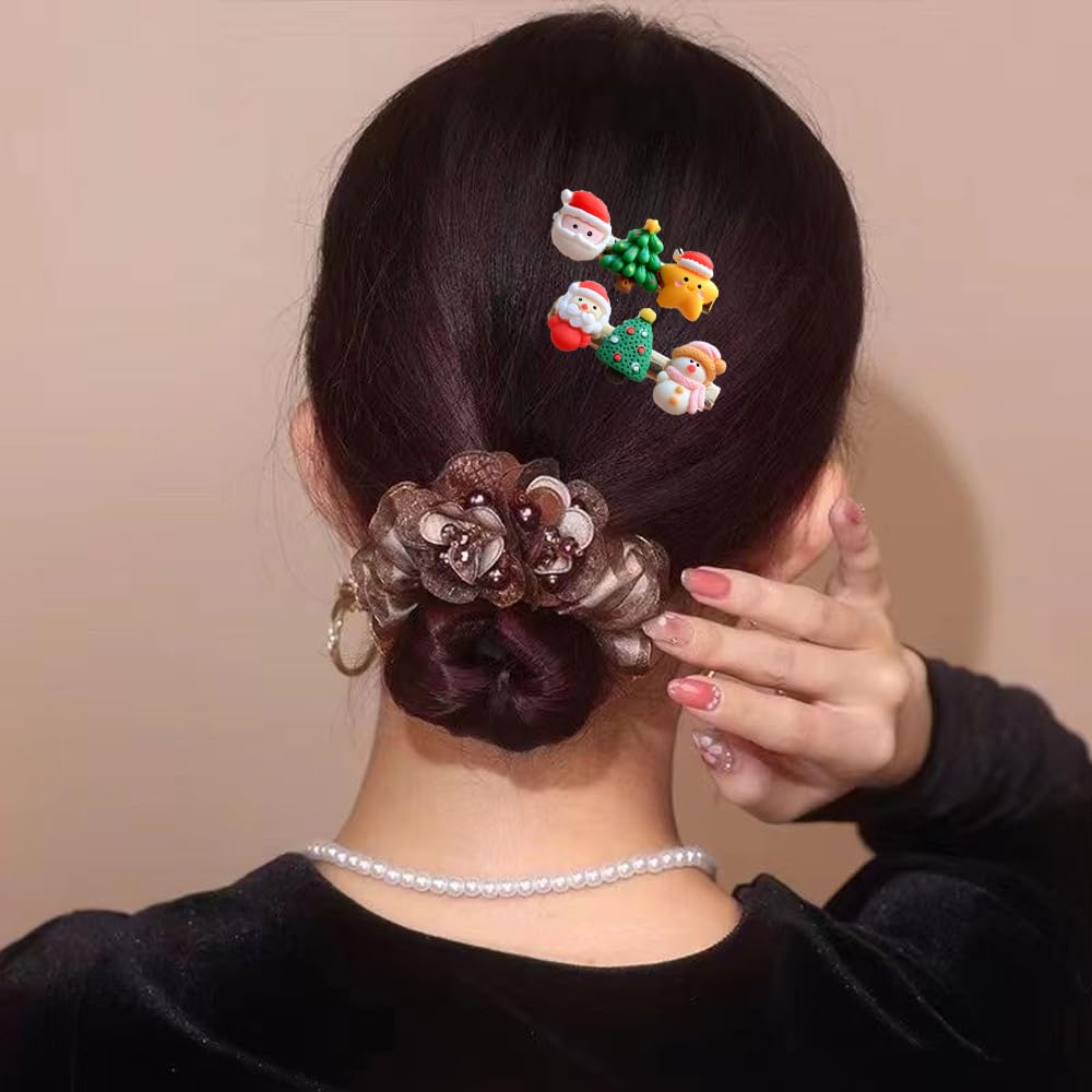 Pinzas para el cabello de Navidad, lindas campanillas de reno, Papá Noel, oso, muñeco de nieve, horquillas para el cabello, pasadores festivos para