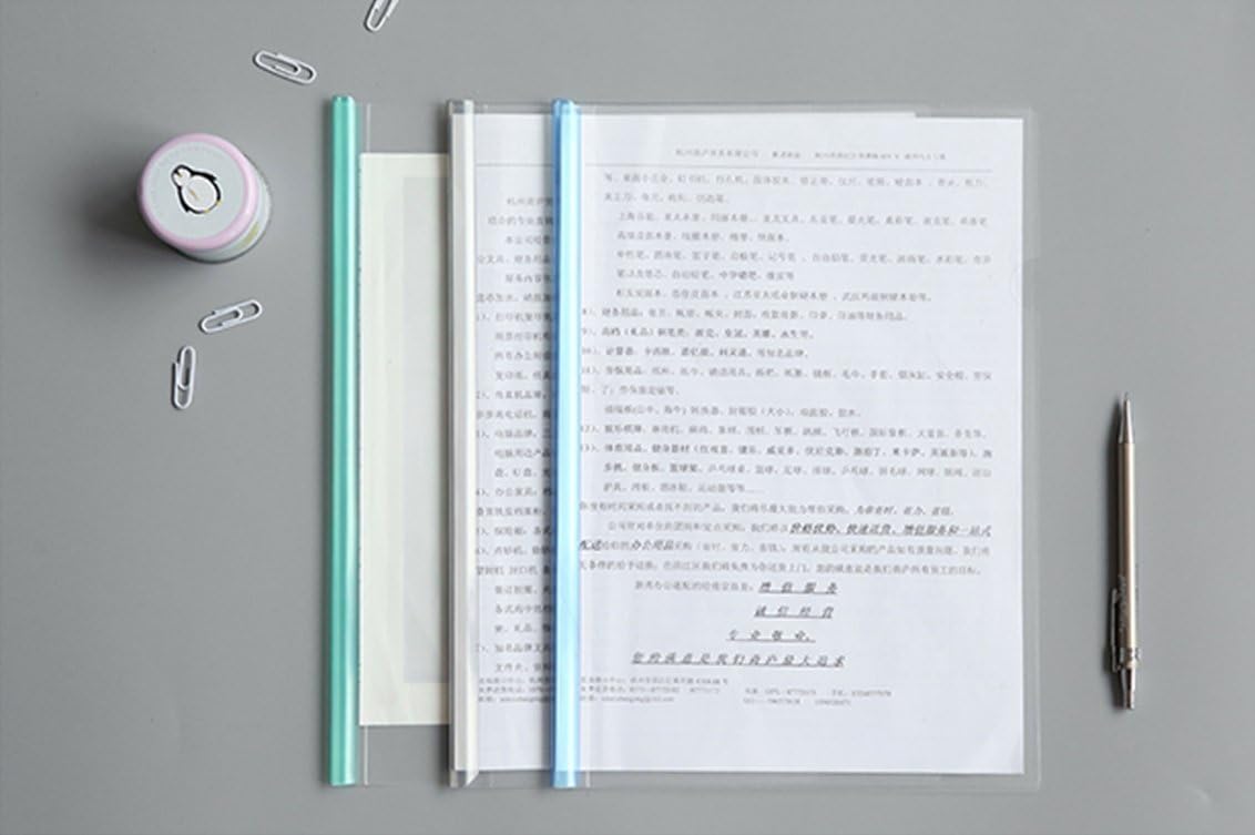 Carpeta de archivos con barra deslizante transparente con barra deslizante tipo U (capacidad de 40 hojas), suministros escolares de oficina,