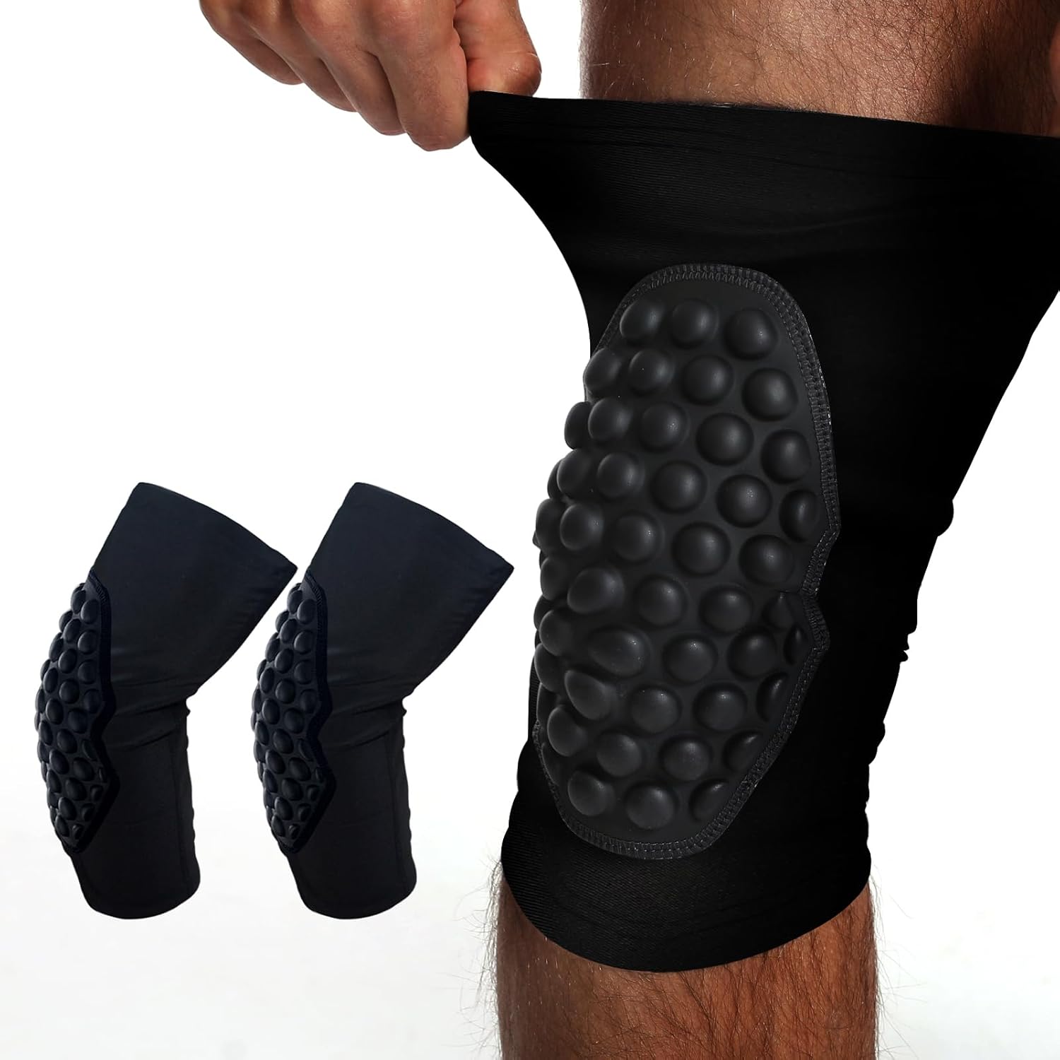 Rodilleras de baloncesto para adultos, manga de compresión para piernas, para baloncesto, voleibol, patineta o ciclismo (L, negro)