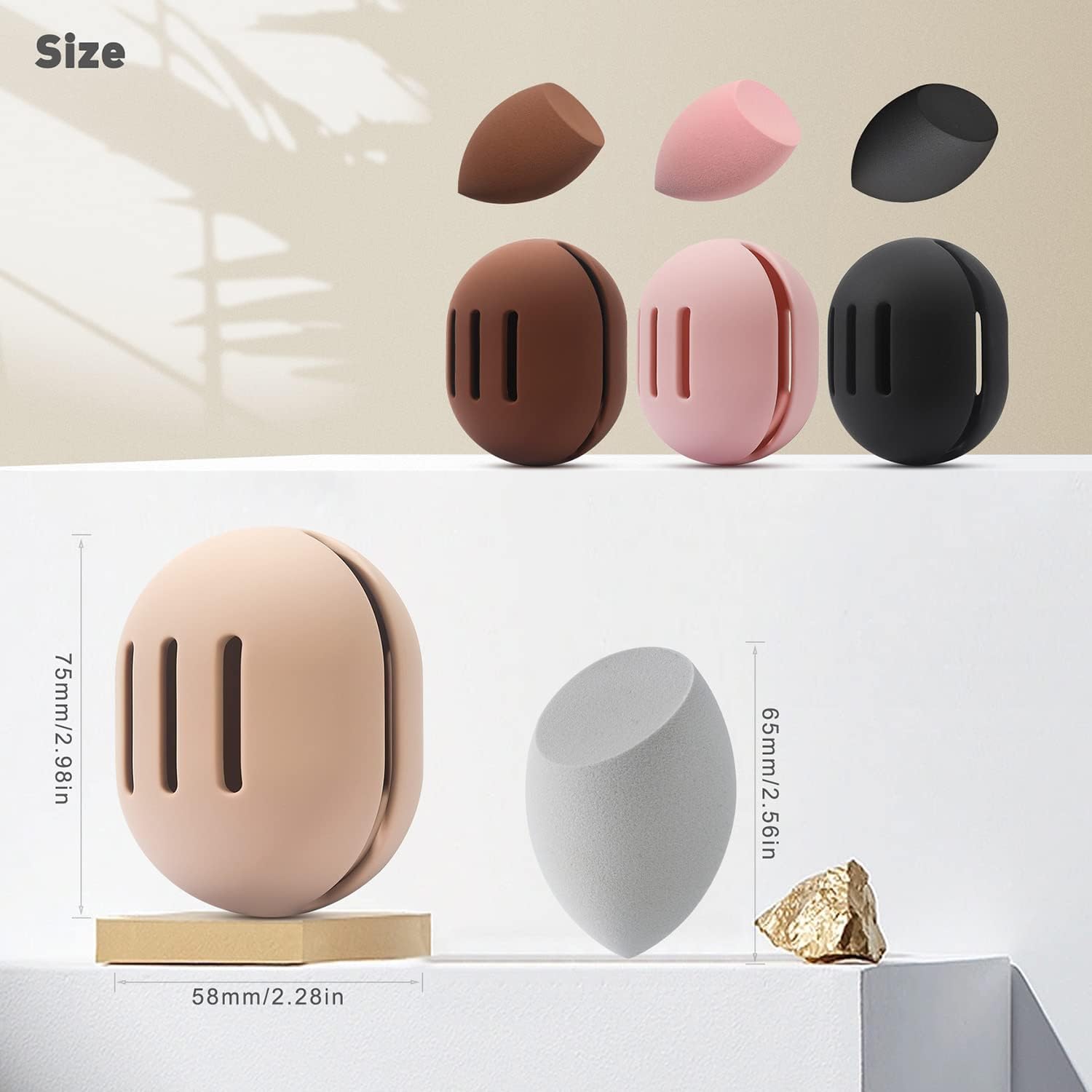 BEZOX Esponja de maquillaje con soporte, licuadora facial sin látex con estuche de silicona de alta calidad para mezclar bases líquidas, cosméticos,