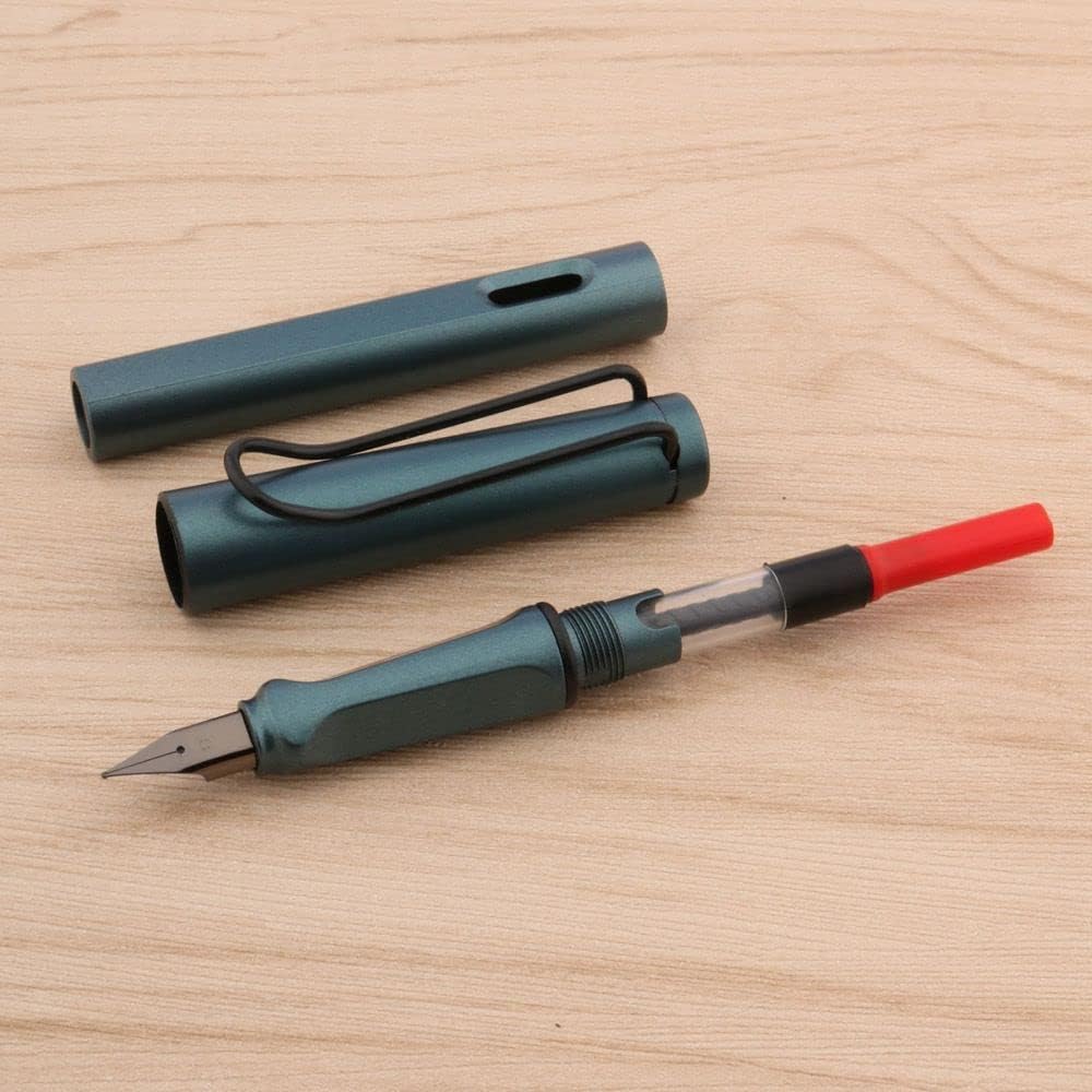 Pluma estilográfica de plástico vintage azul esmerilado rojo verde EF F plumín papelería caligrafía pluma firma oficina suministros escolares