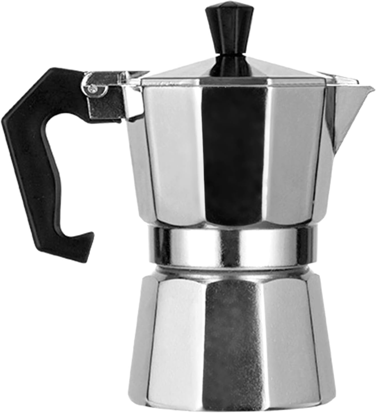 Cafetera Moka de 5.1 fl oz, estufa moka portátil octangonal de aleación de aluminio, cafeteras de 5.9 x 3.0 pulgadas, 3 tazas de espresso, plata