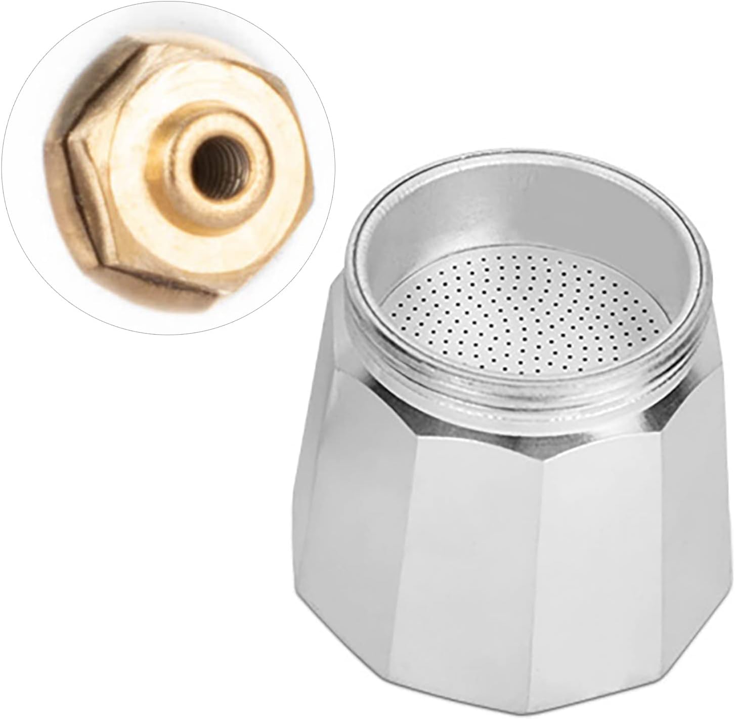 Cafetera Moka de 5.1 fl oz, estufa moka portátil octangonal de aleación de aluminio, cafeteras de 5.9 x 3.0 pulgadas, 3 tazas de espresso, plata