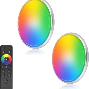 ASOOLL Luces de techo RGB para caravana, paquete de 2 luces LED de techo de 12 V, luz de disco interior para caravana, viaje, remolque, cámper, ASOOLL Luces de techo RGB para caravana, paquete de 2 luces LED de techo de 12 V, luz de disco interior para caravana, viaje, remolque, cámper,