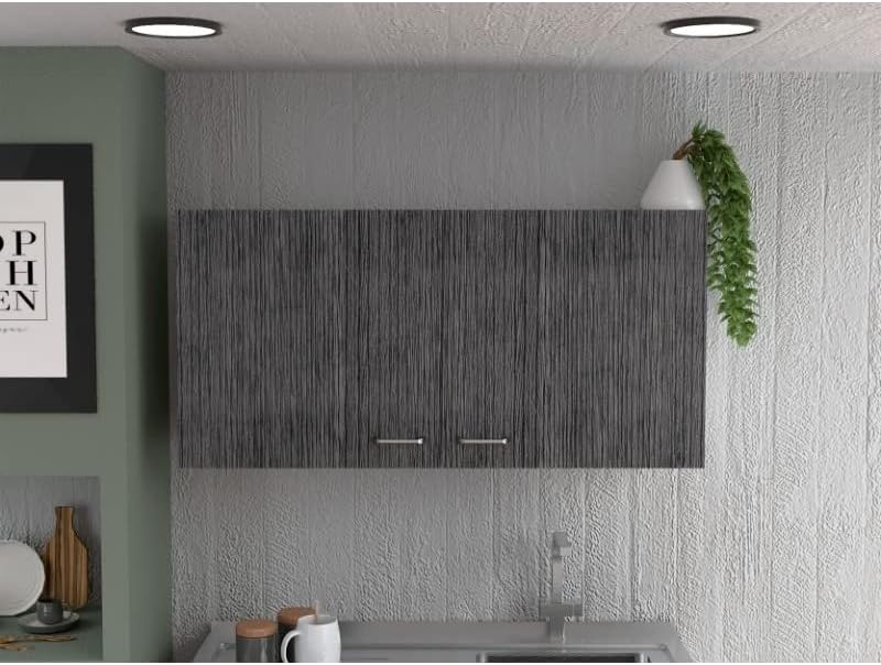 TUHOME Napoles – Armario de pared, madera de roble blanco y ahumado