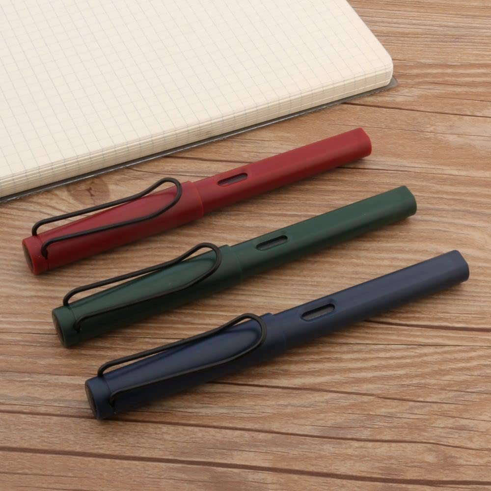 Pluma estilográfica de plástico vintage azul esmerilado rojo verde EF F plumín papelería caligrafía pluma firma oficina suministros escolares