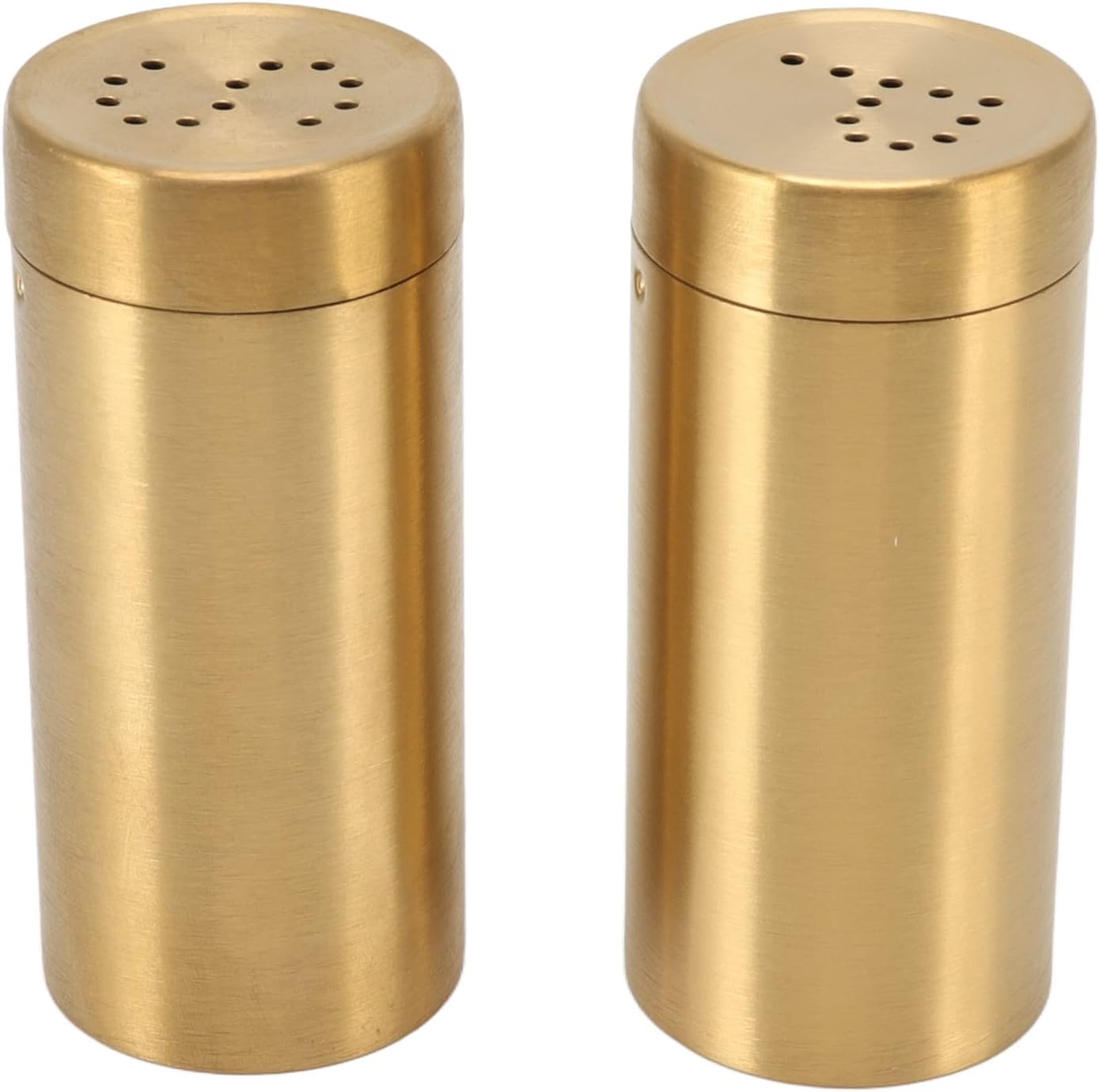 2 saleros y pimenteros, tarro de especias dorado de acero inoxidable a prueba de óxido, botella de condimentos con tapa abierta para sal, azúcar,