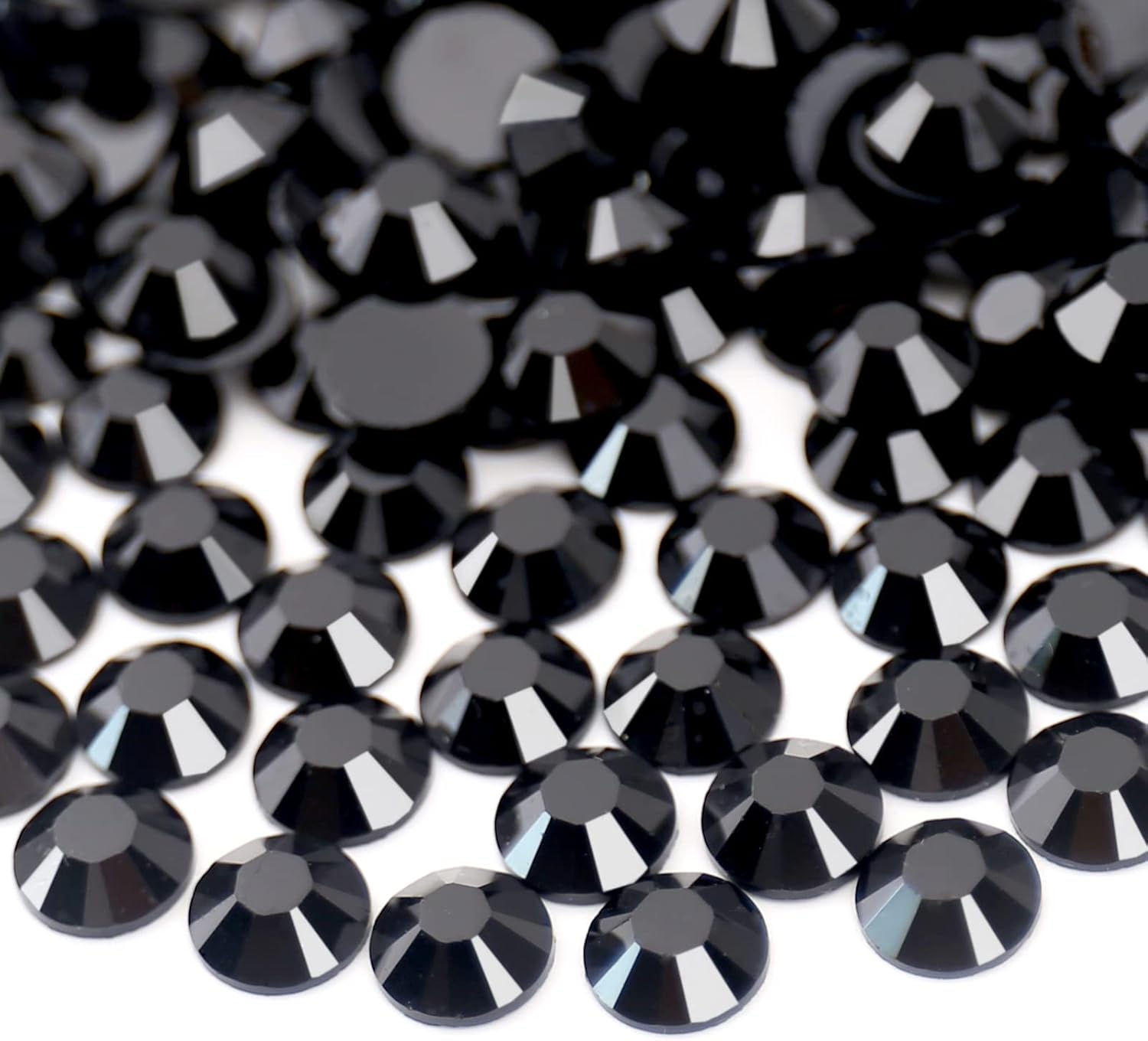 10000 unidades de diamantes de imitación de resina negra de 2 a 0.236 in, diamantes de imitación redondos de resina no termofija, piedras preciosas