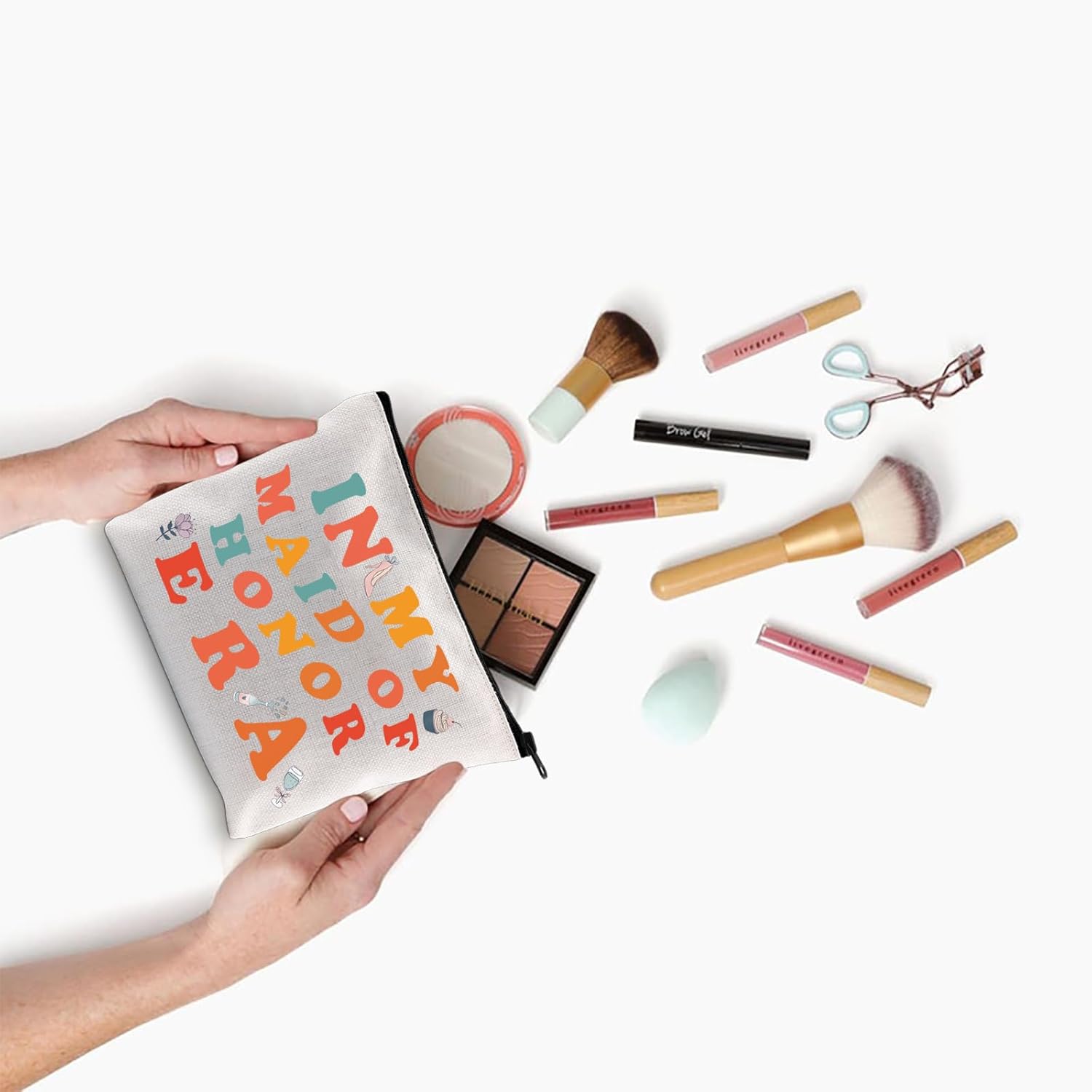 Regalos de dama de honor, bolsa de cosméticos, regalo de dama de honor, regalo de dama de honor, regalo de agradecimiento, bolsillo con cremallera,