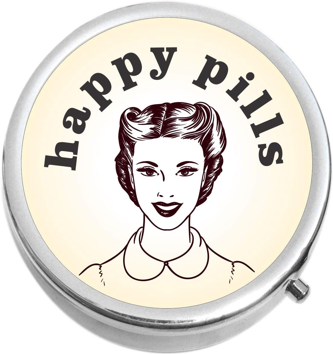 Happy Pills Medicine – Pastillero compacto de vitaminas  Pastillero portátil cabe en bolso o bolsillo