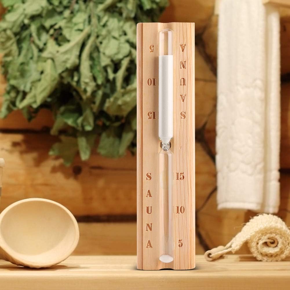 Fydun Reloj de arena de madera para sauna de 15 minutos, temporizador de arena, reloj de cuenta regresiva, accesorio para sauna y sala de spa para
