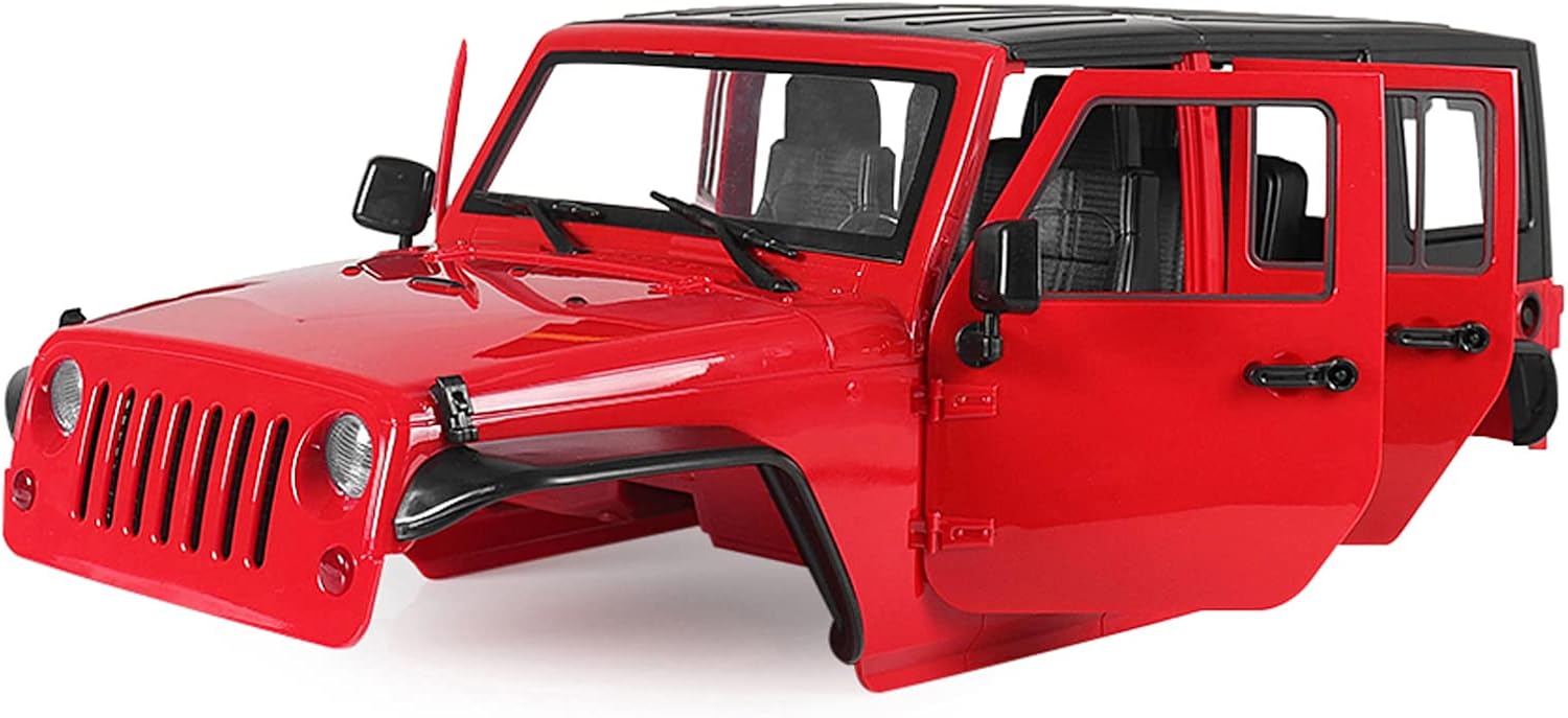 Rc Crawler Jeep Body 12.323 in Shell 4 puertas Hard Body Shell Kit de carcasa de base entre ejes para escala 110 Cuerpo RC Axial SCX10 90046 90047