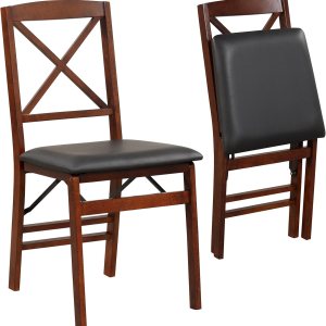 Giantex Juego de 2 sillas de comedor plegables de madera con asiento acolchado, marco de madera maciza, carga máxima de 400 libras, sin montaje, Giantex Juego de 2 sillas de comedor plegables de madera con asiento acolchado, marco de madera maciza, carga máxima de 400 libras, sin montaje,