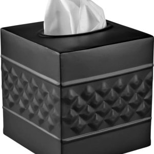 Monarch Abode 29127 Caja de pañuelos hecha a mano con cubierta cuadrada y dispensador, estampado geométrico, accesorios de tocador de metal para Monarch Abode 29127 Caja de pañuelos hecha a mano con cubierta cuadrada y dispensador, estampado geométrico, accesorios de tocador de metal para