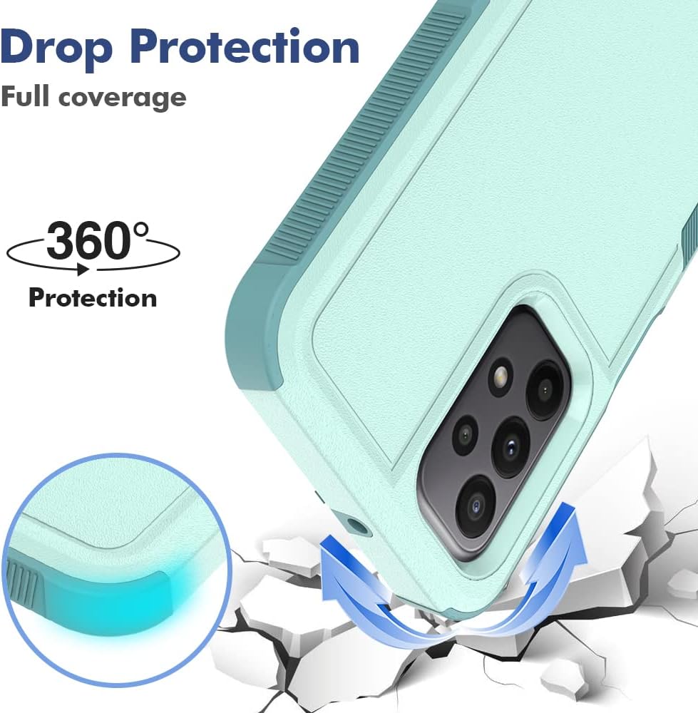 Jeylly Funda para Samsung Galaxy A23, 3 en 1, resistente cuerpo completo, resistente, protección a prueba de golpes, híbrida de goma protectora para