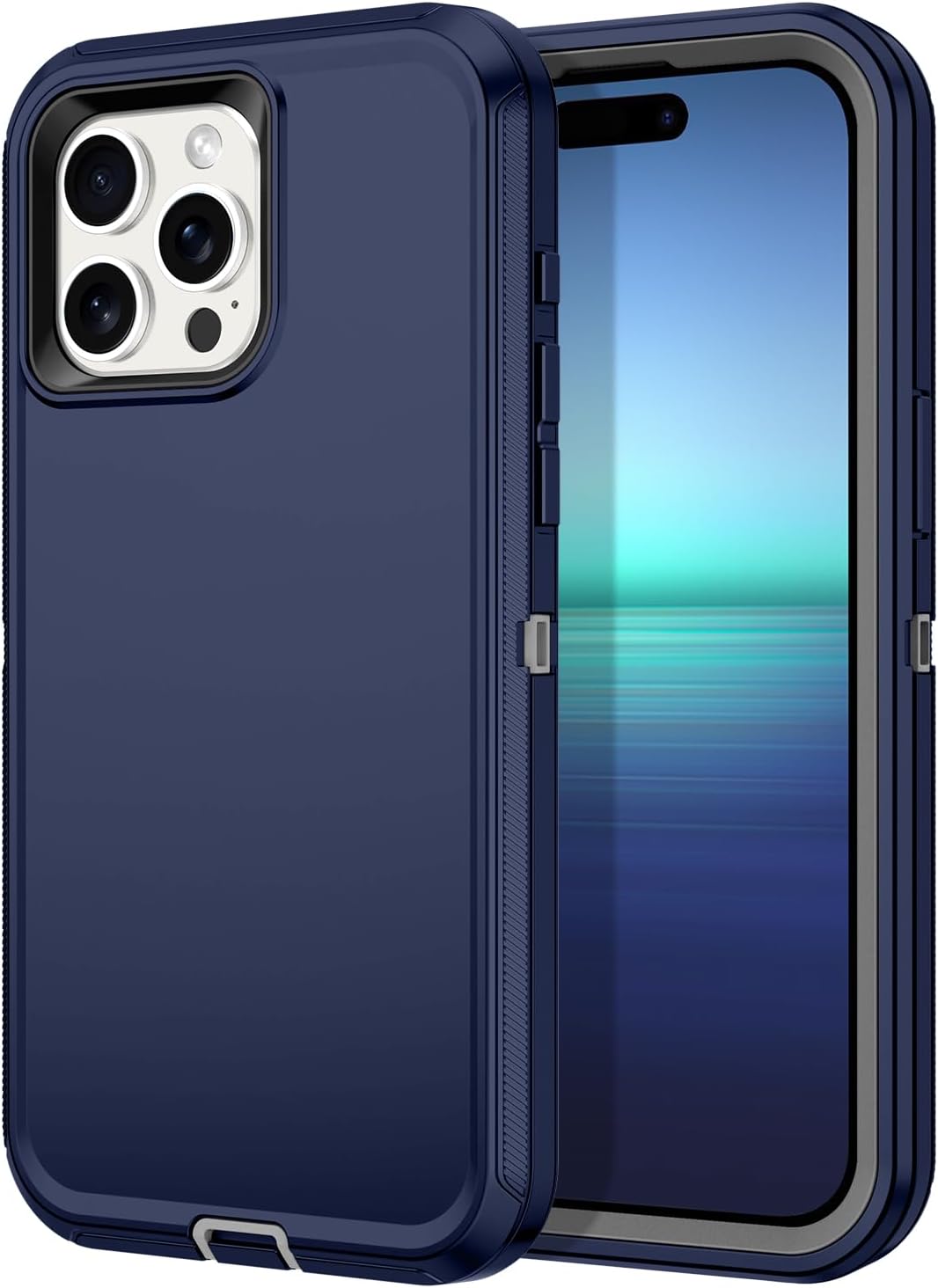 I-HONVA Funda para iPhone 15 Pro Max, a prueba de golpes, a prueba de polvo y caídas, protección de cuerpo completo de 3 capas sin protector de