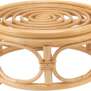 Pequeño soporte redondo bohemio para plantas de ratán para interiores, soporte rústico para plantas de granja, para el hogar, cocina, mesa, Pequeño soporte redondo bohemio para plantas de ratán para interiores, soporte rústico para plantas de granja, para el hogar, cocina, mesa,