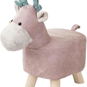 Reposapiés de animales, otomano, decoración de habitación, banco de ciervos para sala de estar, porche, sala de juegos, rosa Reposapiés de animales, otomano, decoración de habitación, banco de ciervos para sala de estar, porche, sala de juegos, rosa