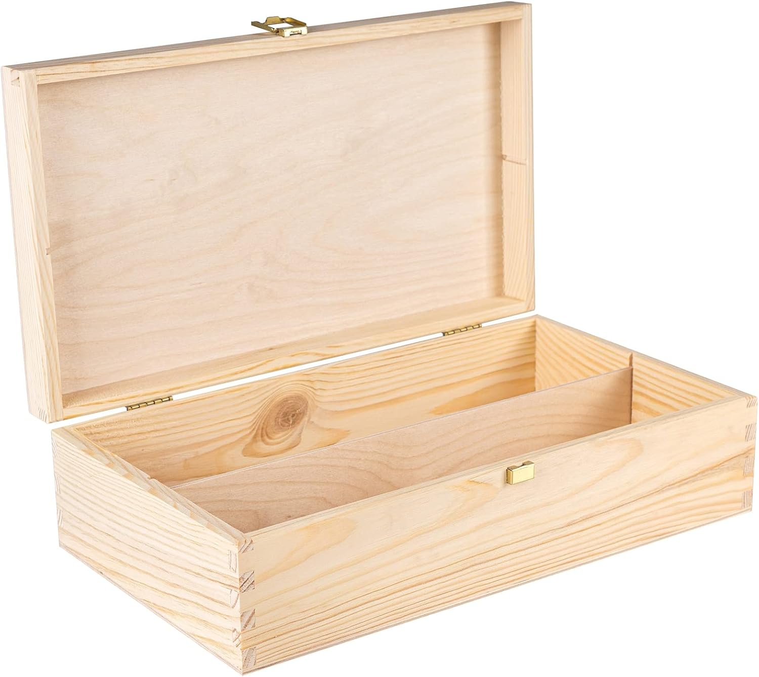Caja de madera de vino sin pintar para almacenamiento de regalo, 2 botellas, 13.77 x 7.87 x 3.93 pulgadas, soporte de madera natural, caja de lujo