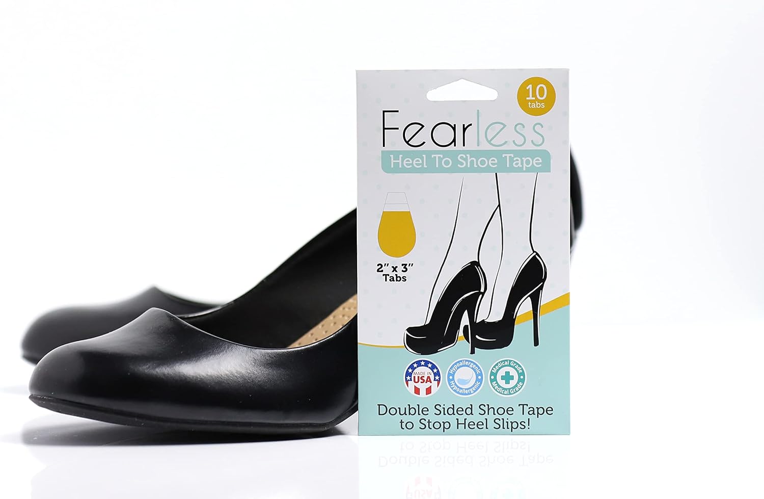Fearless Tape Talón de doble cara a cinta para zapatos para evitar que los pies se resbalen en tacones altos y zapatos planos, Amarillo