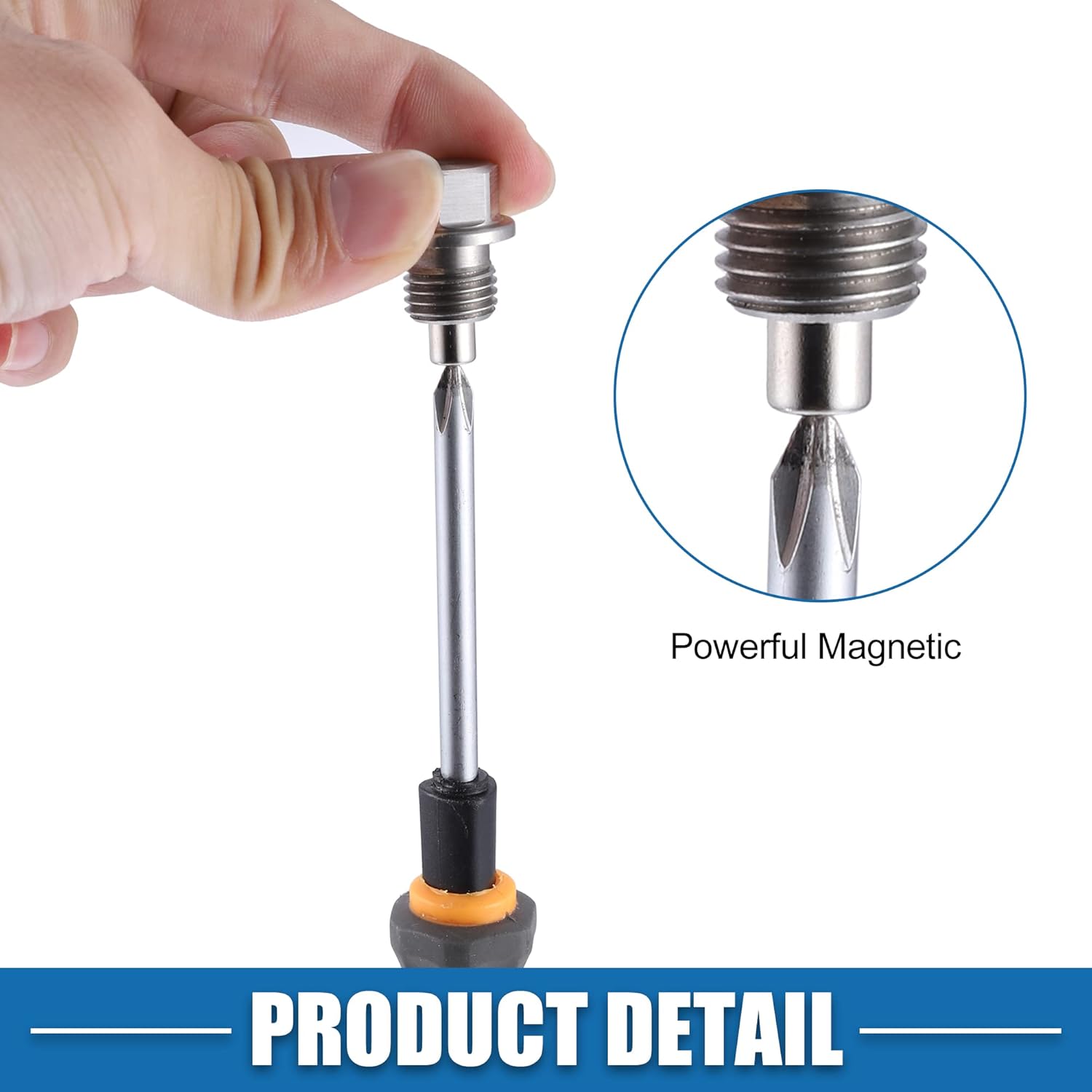 Tapón magnético de drenaje de aceite para motor de vehículo M16x1.5 de acero inoxidable con lavadora de cobre (paquete de 2)